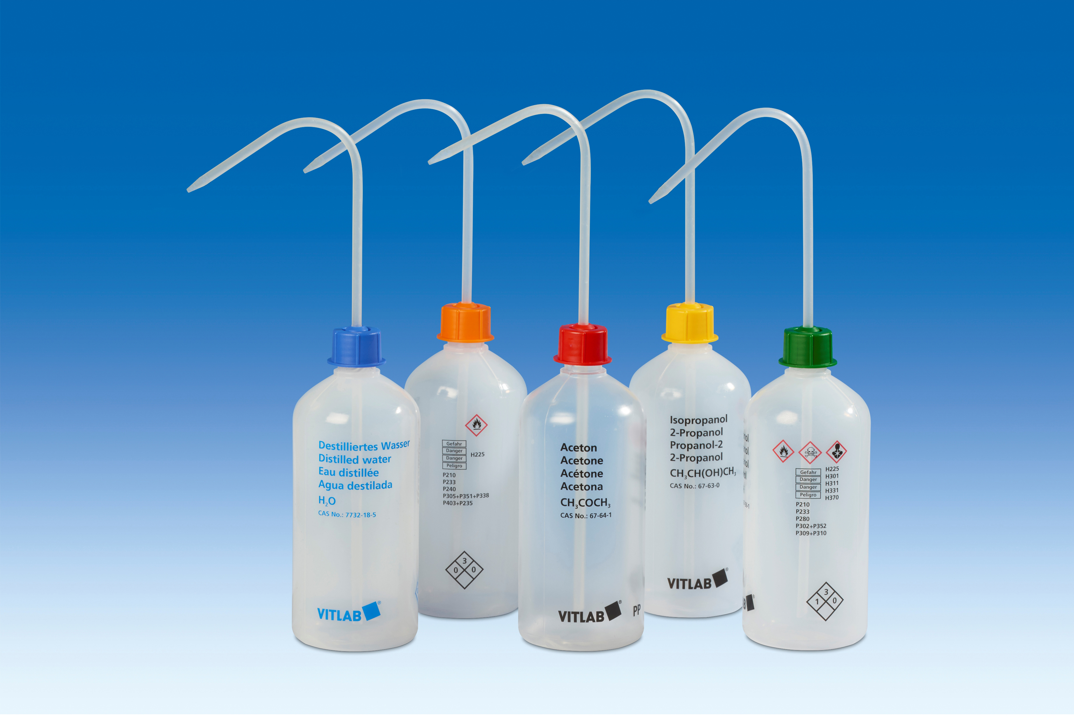 VITSAFE safety wash bottles 1L (Acetone), narrow-mouth (Pack of 12)